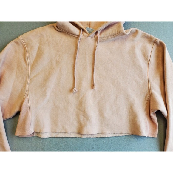 Champion Women's Reverse Weave Cropped Cut-Off Hoodie size M Pink - Picture 3 of 7